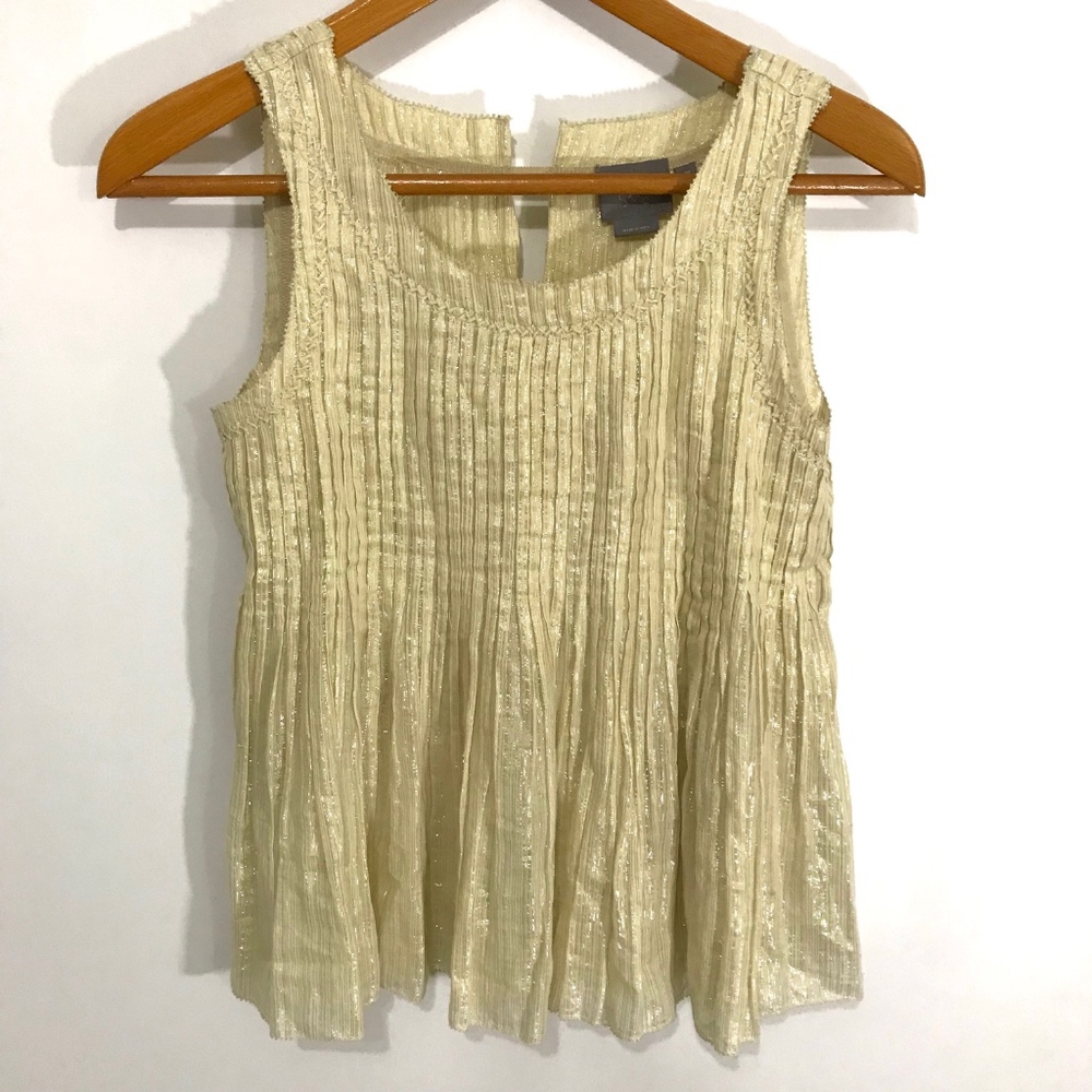 Vanessa & Virginia Gold Pleated Top - Picture 1 of 6